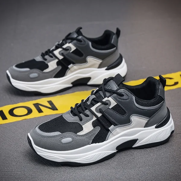 Men's fashion sports casual shoes breathable four seasons soft soled comfortable outdoor running shoes student lace up sneakers - Image 2
