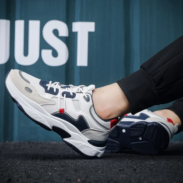 Men's fashion sports casual shoes breathable four seasons soft soled comfortable outdoor running shoes student lace up sneakers - Image 4