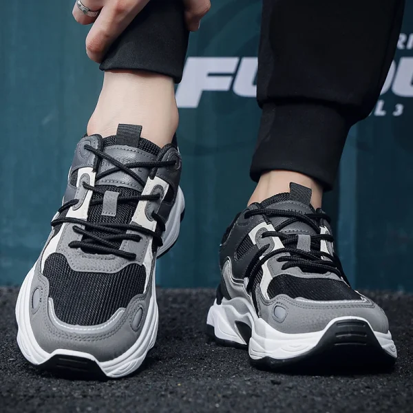 Men's fashion sports casual shoes breathable four seasons soft soled comfortable outdoor running shoes student lace up sneakers - Image 6