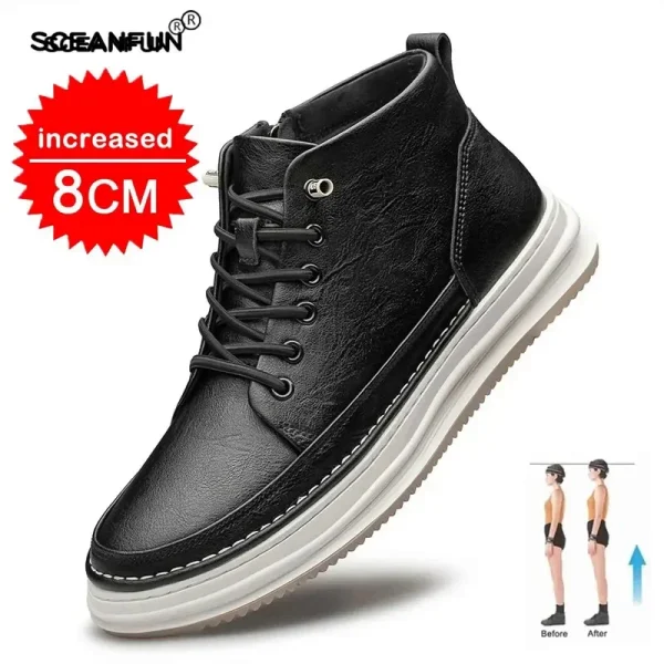 2025 Casual genuine leather new height increasing shoes for men 8cm invisible elevator sneakers sport zapatillas de Hombre - Image 4
