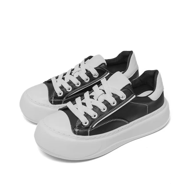 Fashion High Quality Casual Leather Men Board Shoes Thick Bottom Comfy Outdoor Walking Shoes Antiskid Running Lace-Up Shoes - Image 4