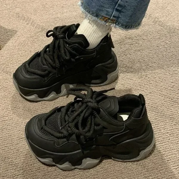 Women Chunky Platform Sneakers Women Autumn Fashion Breathable Mesh Sport Casual Sneakers Female Thick Bottom Vulcanized Shoes - Image 4