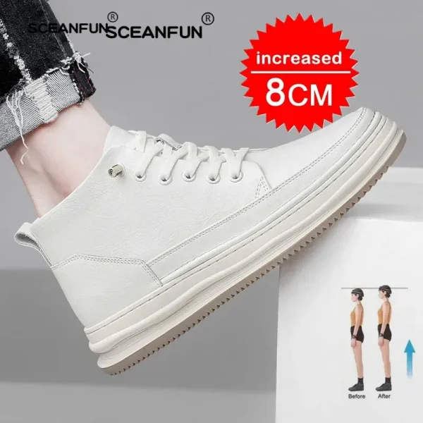 2025 Casual genuine leather new height increasing shoes for men 8cm invisible elevator sneakers sport zapatillas de Hombre - Image 5