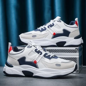 Men's fashion sports casual shoes breathable four seasons soft soled comfortable outdoor running shoes student lace up sneakers
