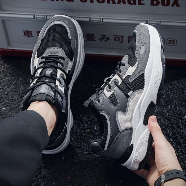 Men's fashion sports casual shoes breathable four seasons soft soled comfortable outdoor running shoes student lace up sneakers - Image 5